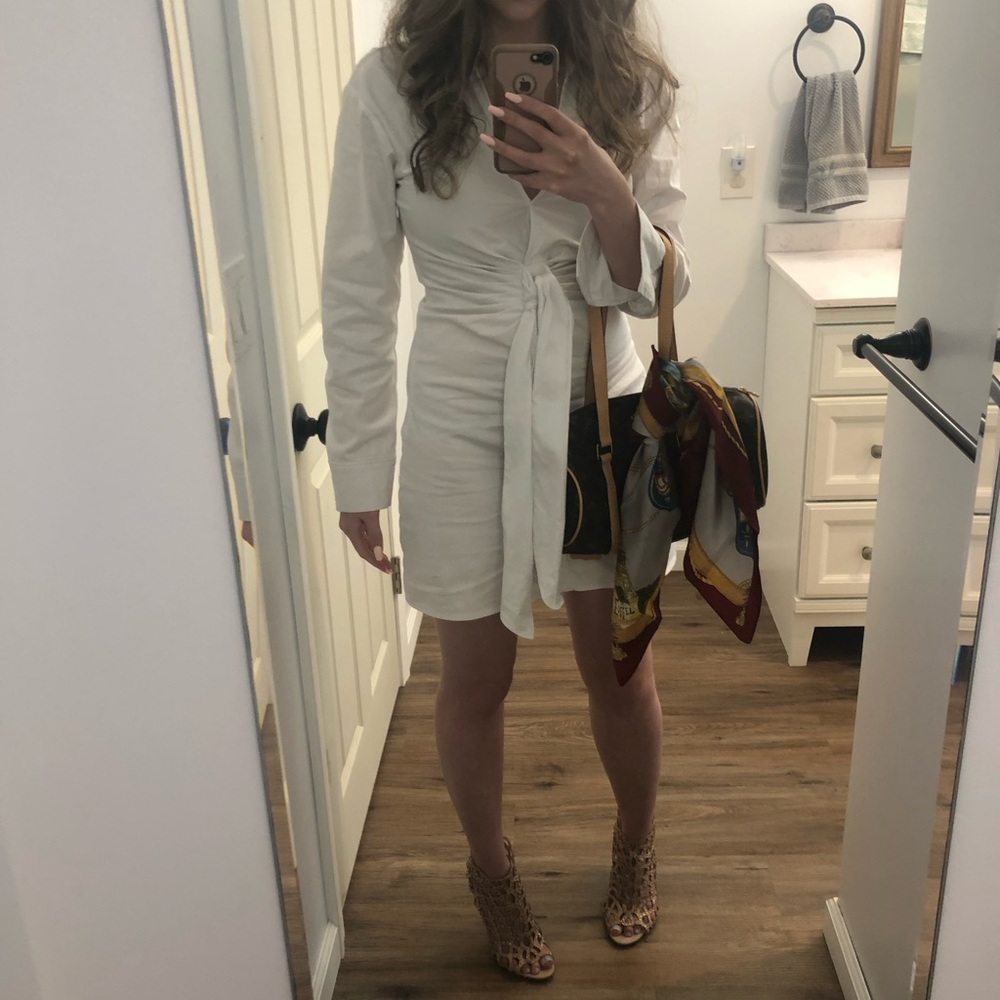 ZARA White collar long sleeve short Dress